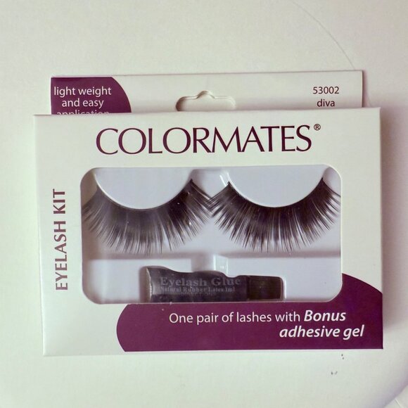 Colormates Eyelash Kit Diva 53002 False Lashes with Adhesive Glue Lightweight Na - Picture 4 of 13